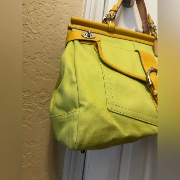 Coach Vintage Tote Bag, Yellow and Lime Green - Picture 6 of 15